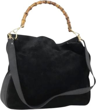 Gucci Pre-owned Shoulder Bags, female, Black, Size: ONE SIZE Pre-owned Suede Shoulder Bag