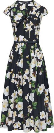 Oscar De La Renta Abito in popeline con stampa - Blu