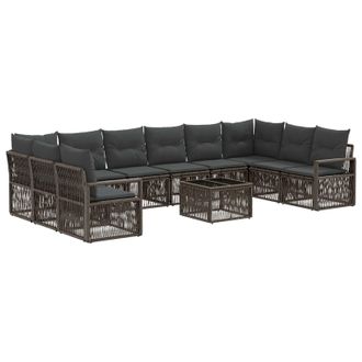 vidaXL Conjunto De Sof&aacute;s De Jard&iacute;n 11 Pcs Gris Rat&aacute;n Sint&eacute;tico Vidaxl