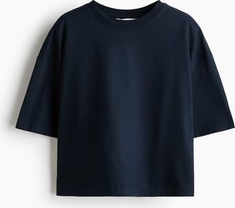 H&M Kastiges T-Shirt - Marineblau