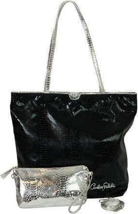 Carlos Falchi Microfiber Python Tote in Black at Nordstrom