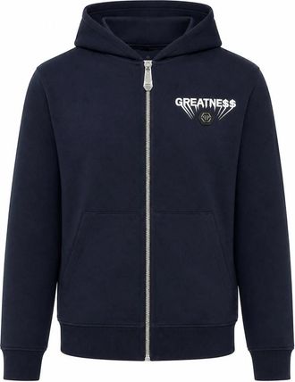 Philipp Plein Fleece Zip Hoodie Greatness - Heren - Vesten met rits - Blauw - S - Katoen - Hoodies & sweatvesten
