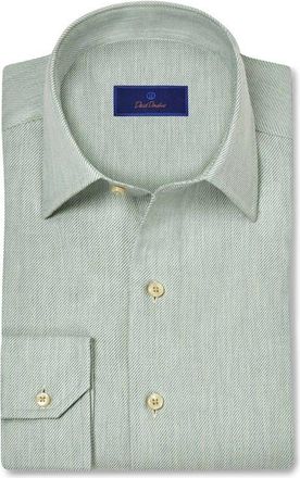 David Donahue Cotton & Cashmere Solid Sport Shirt in Sage at Nordstrom, Size Xx-Large