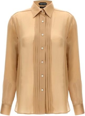 Tom Ford Dames, Blouses & Shirts, Beige, Maat: M Zijde