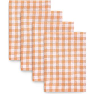 Solino Home Linen Dinner Napkins - Gingham Check, 20 x 20 in Apricot at Nordstrom, Size Large
