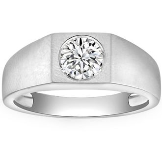 Pompeii3 1 Ct Solitaire Lab Grown Mens Diamond Wedding Ring in 10k White Gold