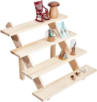 OEM Expositor De Madera De 4 Niveles, Soporte De Madera Sin Terminar Para Pendientes Y Anillos, Desmontable, Con Ranuras Para Tarjetas De Joyer&iacute;a, Colecci