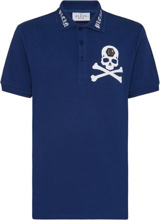 Philipp Plein Polo Shirt Skull & Bones - Heren - Polos - Blauw - 3XL - Katoen - Tops