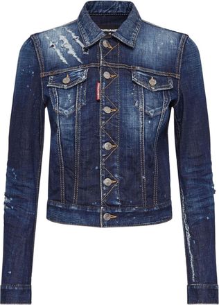 Dsquared2 distressed denim jacket - women - Cotton - 38 - Blue