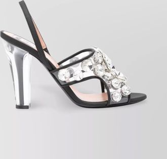 Moschino leather crystal embellished slingback sandals
