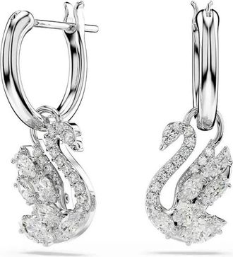 Swarovski Zwaan Oorhangers - Dames - Oorbellen - Grijs - ONE Size - Accessoires