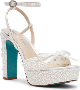 Betsey Johnson Enola Ankle Strap Platform Sandal in Pearl at Nordstrom, Size 8.5