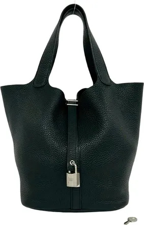 Herm&egrave;s Black Taurillon Clemence Leather Handbag Tote Bag (Pre-Owned)