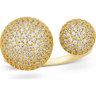 Savvy Cie Jewels Pav&egrave; Cubic Zirconia Orb Open Band Ring in Yellow Gold at Nordstrom Rack