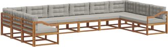 vidaXL Conjunto De Sof&aacute;s De Exterior 10 Uds. Natural Y Gris Claro Vidaxl