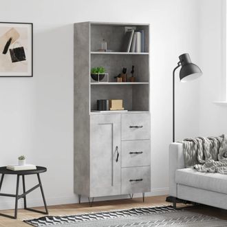 vidaXL Vidaxl - Aparador Alto Madera Contrachapada Gris Hormig&oacute;n 69,5x34x180 Cm