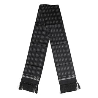 Dolce & Gabbana Silky Scarves, female, Black, Size: ONE SIZE Polka Dot Fringes Foulard Scarf