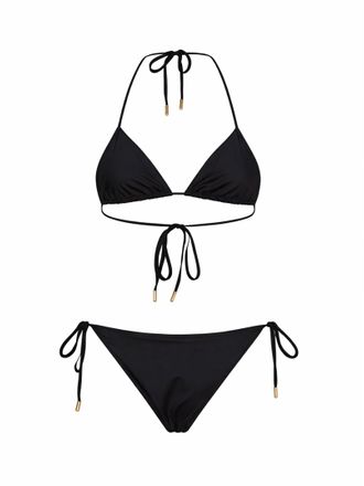 Marine Serre Womens Bikini Stretch Jersey Moon Embroidery Black Polyamide Swimwear Sea Clothing