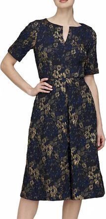 JS Collections Florence Cocktail Dress In Navy/gold