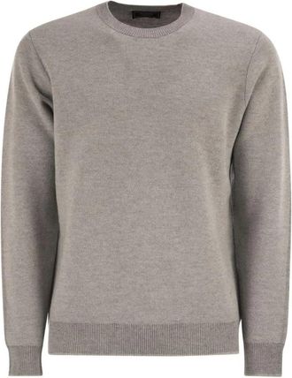 PESERICO Fijngebreide trui met ronde hals - Heren - Ronde hals truien - Grijs - 2XL - Wol - Truien & Vesten