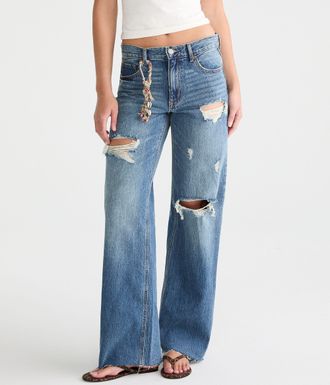 A&eacute;ropostale High-Rise Baggy Wide Leg Jean