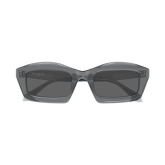 Alaia Aa0089s Rectangular Frame Sunglasses in Translucent Smoky Grey