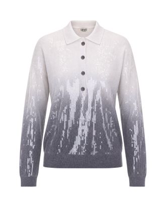 Liu Jo Gradient Sequin-Embellished Knit Polo Sweater