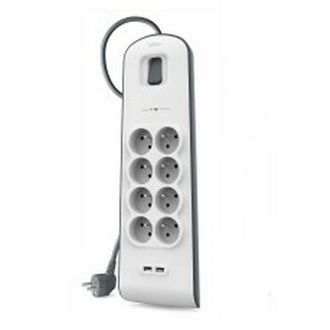 Belkin Bsv804ca2m Regleta Parasurtidas Blanco Y Negro 8 Tomas