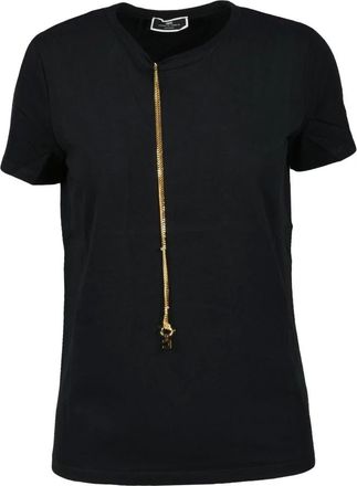Elisabetta Franchi T-Shirts, female, Black, Size: M Cotton T-shirt with Unique Style