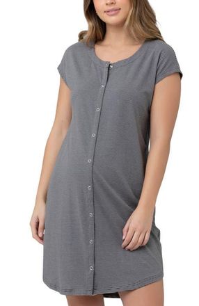 Ripe Blake Organic S/Slv Nightie in Gunship /White at Nordstrom, Size Xx-Large Au