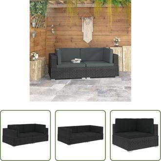 vidaXL vidaXL Divano da giardino - Poltrone Modulari ad Angolo con Cuscini 2 pz Polyrattan Nero