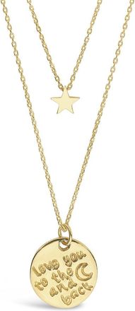 Sterling Forever Sterling Silver Star & Love You to the Moon & Back Disc Layered Necklace