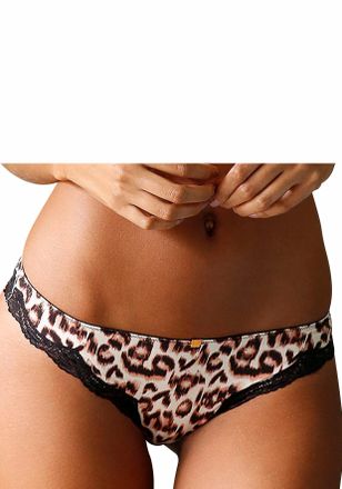 Jette String JETTE, Damen, Gr. 32/34, bunt (leo, bedruckt), Microtouch, Obermaterial: 88% Polyamid, 12% Elasthan, Unterhosen String, mit Leopardenmuster