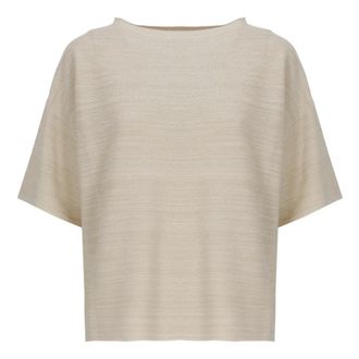 Fabiana Filippi Round-neck Knitwear, female, Beige, Size: L Wool Blend Sweater