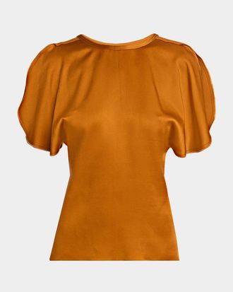 Victoria Beckham Draped Split-Sleeve Satin Blouse