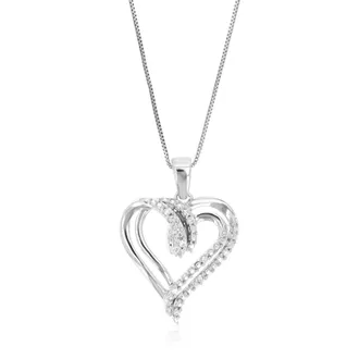 Vir Jewels 1/20 cttw Lab Grown Diamond Heart Pendant Necklace in Sterling Silver with Chain For Women