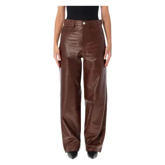 R&oacute;he Broeken, Dames, Bruin, S, Leer, Bruun Signature Baggy Leren Broek