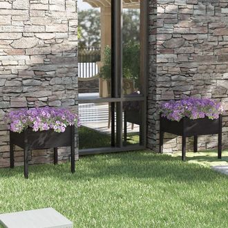 vidaXL Vidaxl - Jardineras 2 Uds Madera Maciza De Pino Negro 70x70x70 Cm