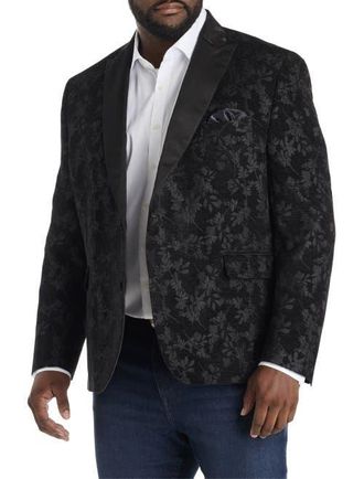 Tallia Orange Big & Tall Velvet Floral Sport Coat in Black at Nordstrom, Size 50
