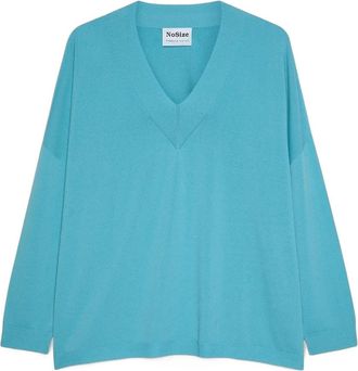 Fiorella Rubino Fijngebreide trui met V-hals - Dames - V-hals truien - Blauw - Xs/S - Nylon - Truien & Vesten
