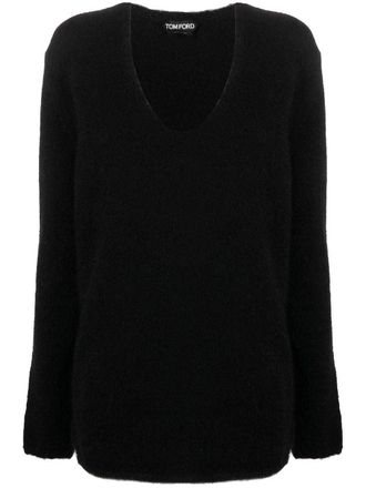 Tom Ford V-neck knitted jumper - women - Mohair/Polyamide/Elastane - S - Black
