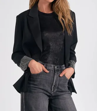 Elan Jacket With Rhinestone Sleeve Detail In Black