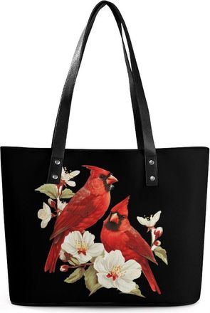 Generic Red Cardinal Bird Flower Tote Bags for Women Cute Shoulder Purses Handbags