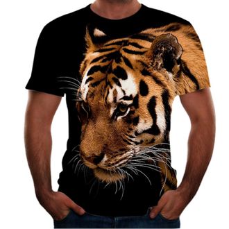 Generic Animal Print 3D T-Shirt Tiger Short Sleeve Mens Lion T-Shirt Casual New Mens Clothing, 11, XXXXXXL
