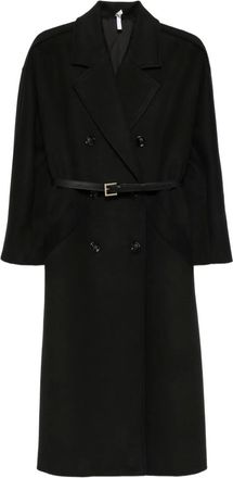 Imperial belted double-breasted coat - Black