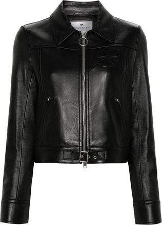 Courrèges Iconic zip-up leather jacket - women - Cupro/Lambskin - 40 - Black