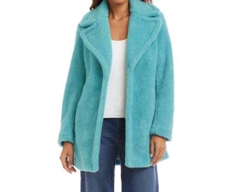 Karen Kane Avarose Sherpa Coat In Aqua