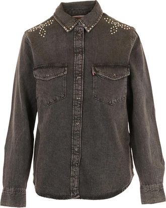 Levi's Iconic Western Bejewelled Western - Dames - Spijkeroverhemden - Bruin - XS - Denim - Overhemden