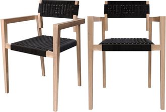 Rendez-Vous Déco Set de 2 sillas de jardín apilables en teca y cuerda trenzada