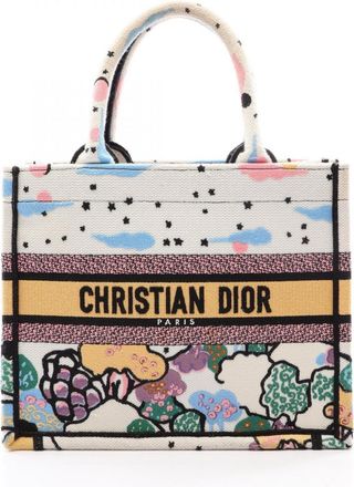 Dior Multi-Color White Canvas Handbag Tote Bag (Pre-Owned)